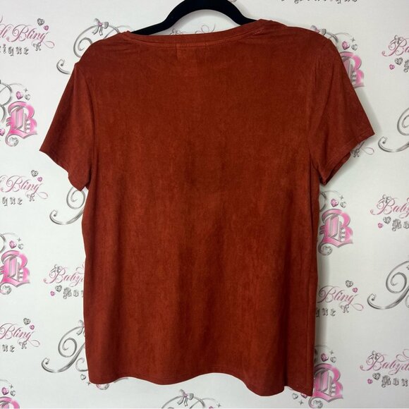 Madison & Berkeley tee tshirt orange burnt color Rust Top soft comfy - Picture 3 of 4